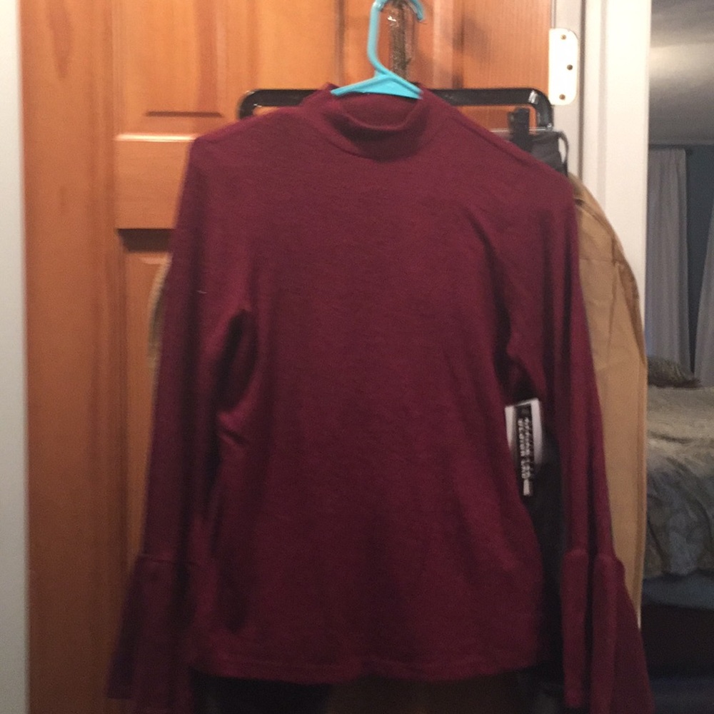 Brand NWT burgundy sweater w/ bell sleeve